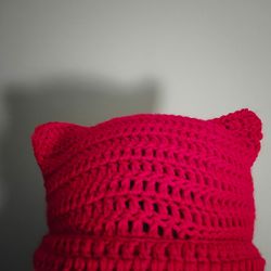 Red Cat Ear Beanie