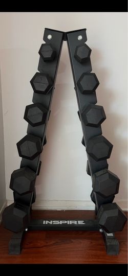 Inspire Dumbbell Rack with Hex Dumbbells