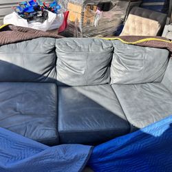 Navy blue Leather Sofa