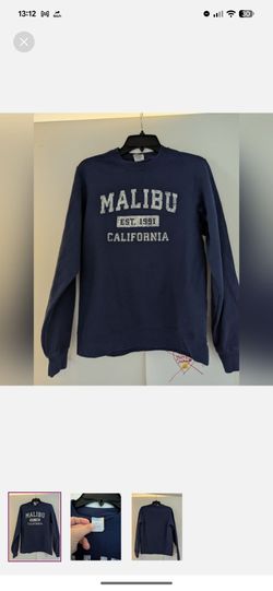 Malibu California Navy Blue Sweatshirt Small Medium