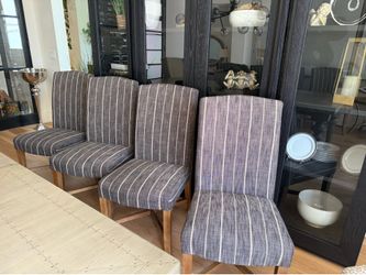 Charcoal and White Striped Dining Side Chairs (8)