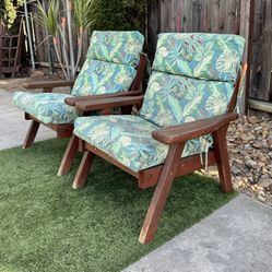 Pair (2) Redwood Vintage Solid Wood Arm Chair Outdoor Patio Furniture