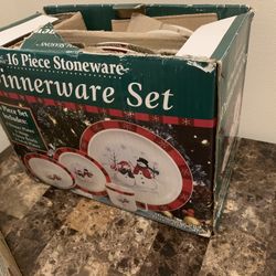 16 piece dinnerware set stoneware christmas