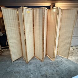 8-panel unfiltered bamboo room divider