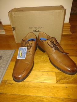 Clarks Whiddon Pace Men's Oxford Dress Shoes Dark Tan Leather Size 9 M New
