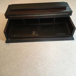 Antique desk top, walnut, pull out writing area, cubby holes, folding top, 24”w x 17”d (21 “ when pulled out) x 6”h, very good condition