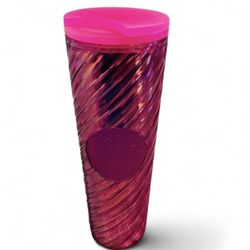 Starbucks 2022 Christmas Holiday Sangria Pink Spiral Textured Tumbler 16oz Cup