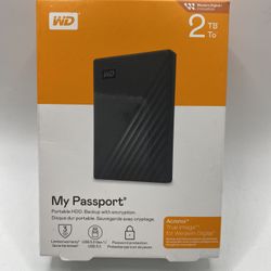 WD - My Passport 2TB External USB C 3.0 Portable Hard Drive HDD - 
