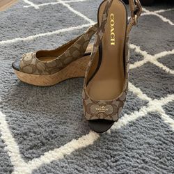 Coach Brown Wedge Sandal Size 7.5 