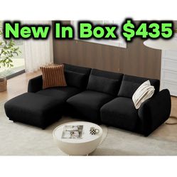 ‼️ Black L Shape Sectional Couch 🛋️ New In Box Sealed