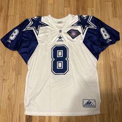 Troy Aikman Jersey Apex One Authentic Dallas Cowboys Double Star Sewn HOF Large