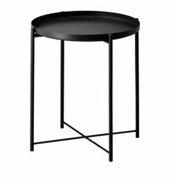 IKEA Gladom Black Round Metal Tray Side Table (Retail $20)
