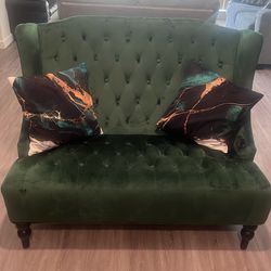 Velvet emerald green loveseat