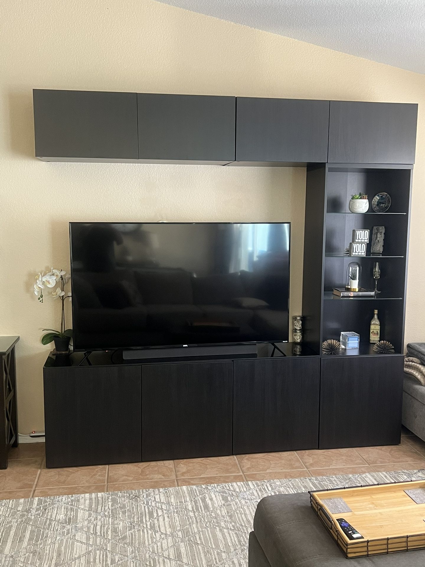 Entertainment Center With Glass Shelves
