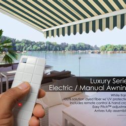 ADVANING 12'x10' Motorized Patio Retractable Awning | Luxury Series | Premium Quality, 100% Solution-Dyed European Acrylic UV Sun Shade, EA1210-A808H2