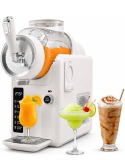 No Ice Needed, 2-in-1 Frozen Drink & Soft Serve Ice Cream Maker, Self-Chilling Slushy Maker with 5 Presets, LED Display & Auto Clean for Home & Party 