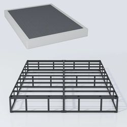 Box Spring Full Size 5 Inch High, Heavy Duty Mattress Foundation, Sturdy Metal Box Springs Only with Fabric Cover Set, Easy Assembly, Noise Free


