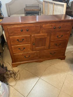 Cherry Wooden Dresser With Mirror
