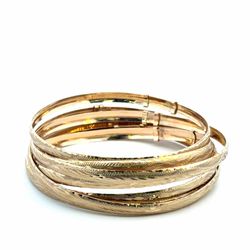 Woman’s Ladies 10k Yellow Gold 7 Bangle Bracelet Stack 4.7mm GP3114028