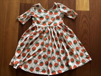 Hanna Andersson Girls Strawberry Print Dress - Size 8 (130)