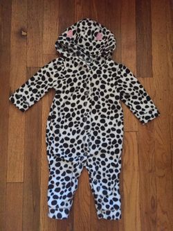 Baby girl Dalmatian puppy dog Halloween one piece outfit fleece 9 months jumping bean