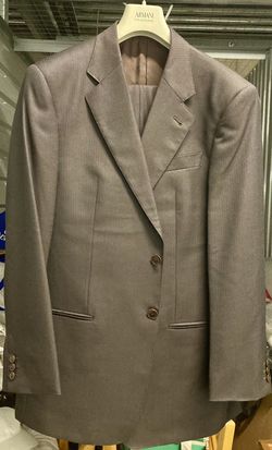 ARMANI Collezioni Suit Mocha Dark Brown Micro Herringbone 42 R - Like New! Beautiful / Pristine ITALY 🇮🇹