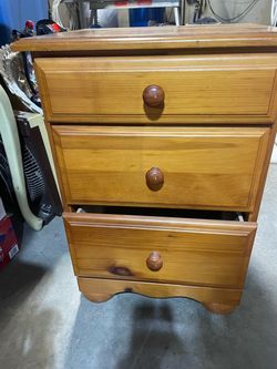 Solid wood three draw nightstand