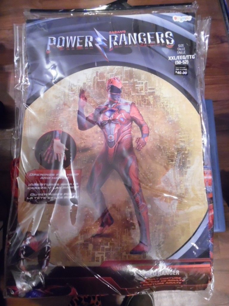 men's red power ranger halloween costume