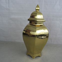 Ethan Allen Vintage Heavy Solid Brass Lidded Urn 15" Tall


