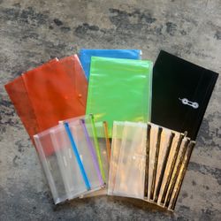 Assorted Plastic Document Folders and Pouches Set