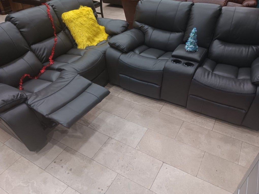 *Holiday Sale Event!!!*---Stellar Madrid Gray Leather Reclining Sofa/Loveseat Sets---Delivery And Financing AvailableðŸ¤