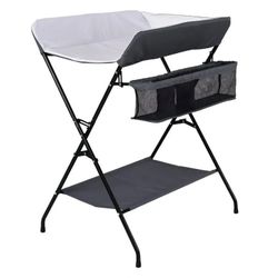 Baby Storage Folding Diaper Changing Table-Black