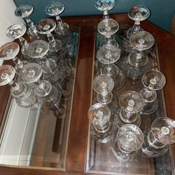 Set Of 19 Etched Stemware (Glass)