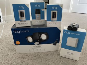 Ring Camera, Doorbell, Floodlight Bundle