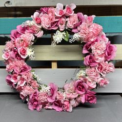 Wreath Handmade Pink Carnations 