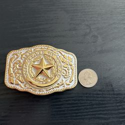 White/gold Color Belt Buckle The State Of Texas