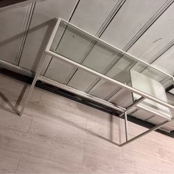 Small Modern Desk – Glass Top & Metal Frame