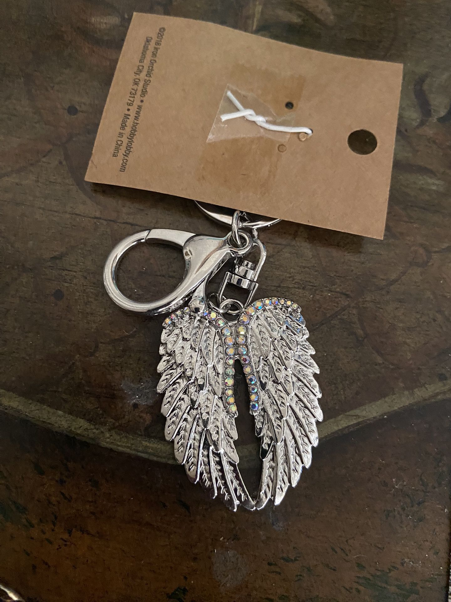 Angel Wing keychain, Angel Wing Silver Charm
