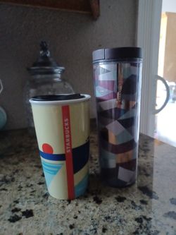 2 Brand New Starbucks Tumblers 1 Ceramic And 1 Plastic   $15 Each 