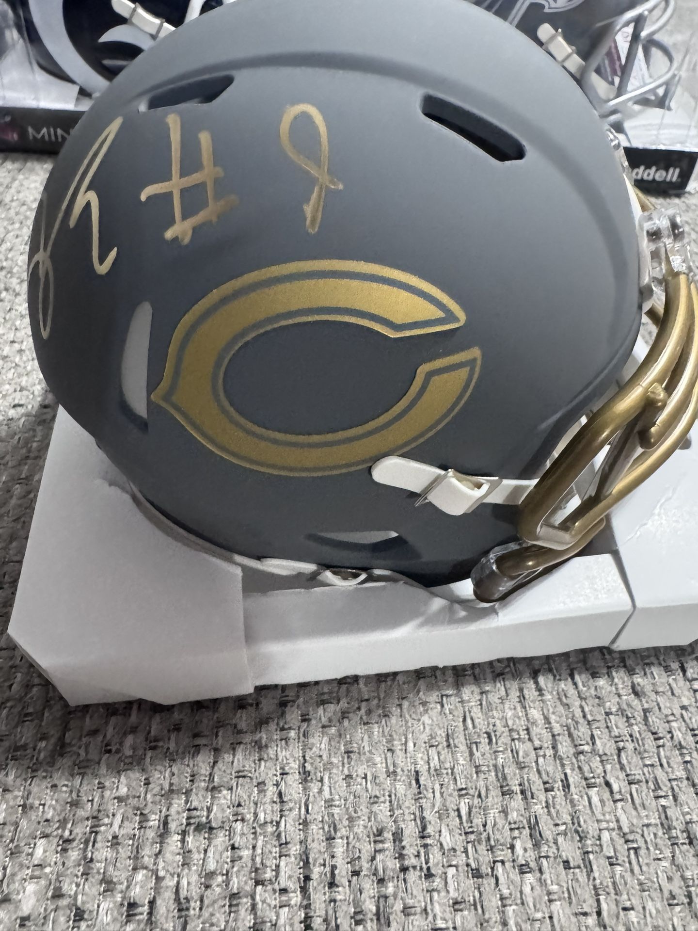 Jaquan Brisker Signed Chicago Bears Slate Mini Helmet JSA WITNESSED COA Sticker