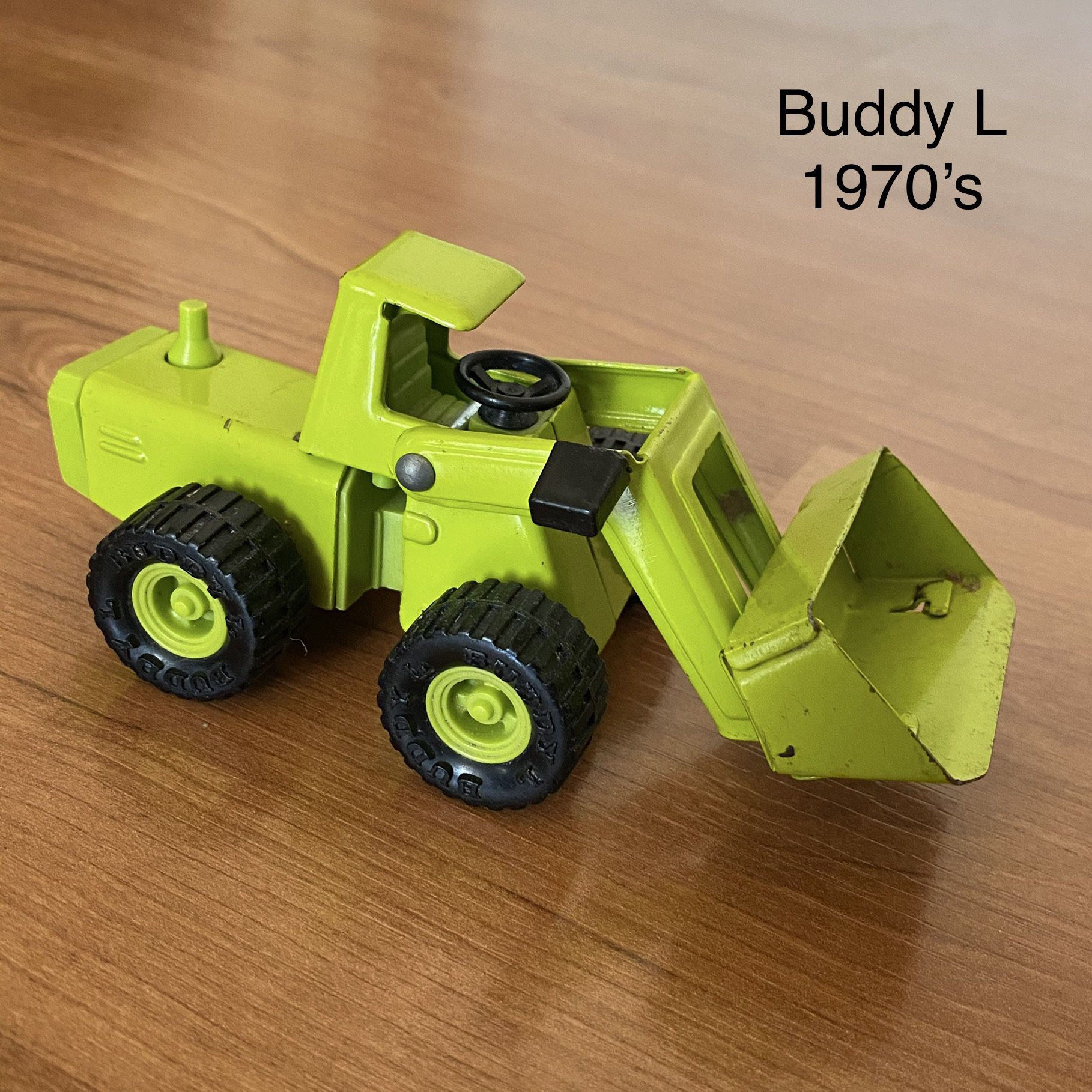 Vintage Collectible BUDDY L Lime Green Metal Bulldozer, Tractor Kids Toy From The 1970’s