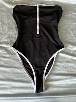 Black Strapless One Piece Swimsuit
