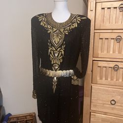Vtg Judith Ann Silk & Sequin Blouse/Dress