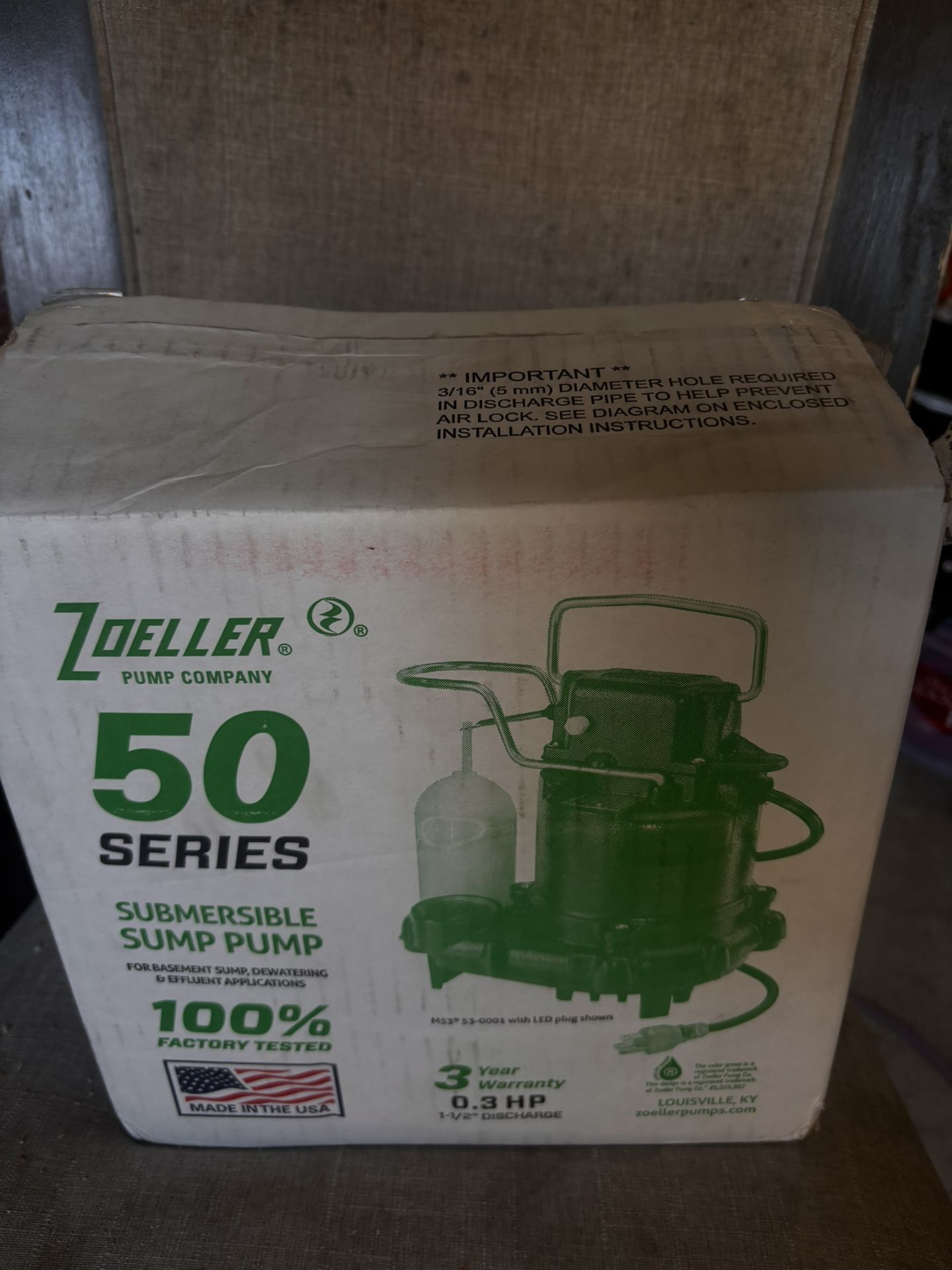 Zoeller Commercial Grade SUBMERSIBLE Sump Pump “BRAND...