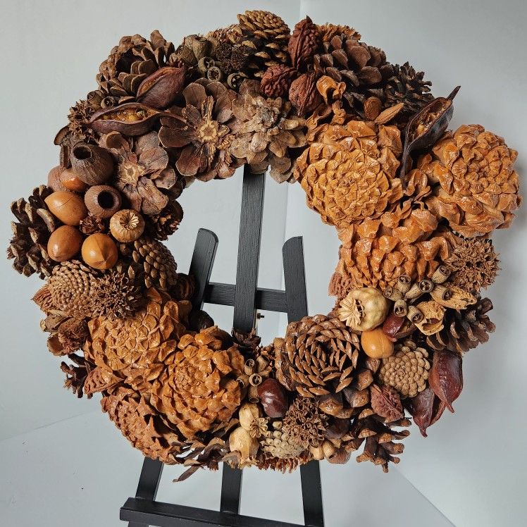 Vintage Real Pinecone Nuts Seed Pods Real Wreath