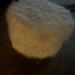 Off White Colour Furry Stool  $50