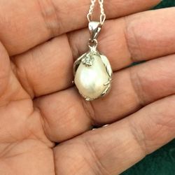 Large 925 Silver Filled, Freshwater Cultured Pearl Pendant