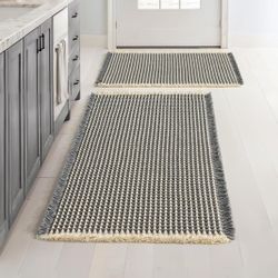 MIULEE Set of 2 Waffle Bathroom Rugs, Boho Bath Rugs Non Slip Washable, Super Absorbent Bath Mats, Ultra Soft Rubber Backed Shower Mats for Bathroom F