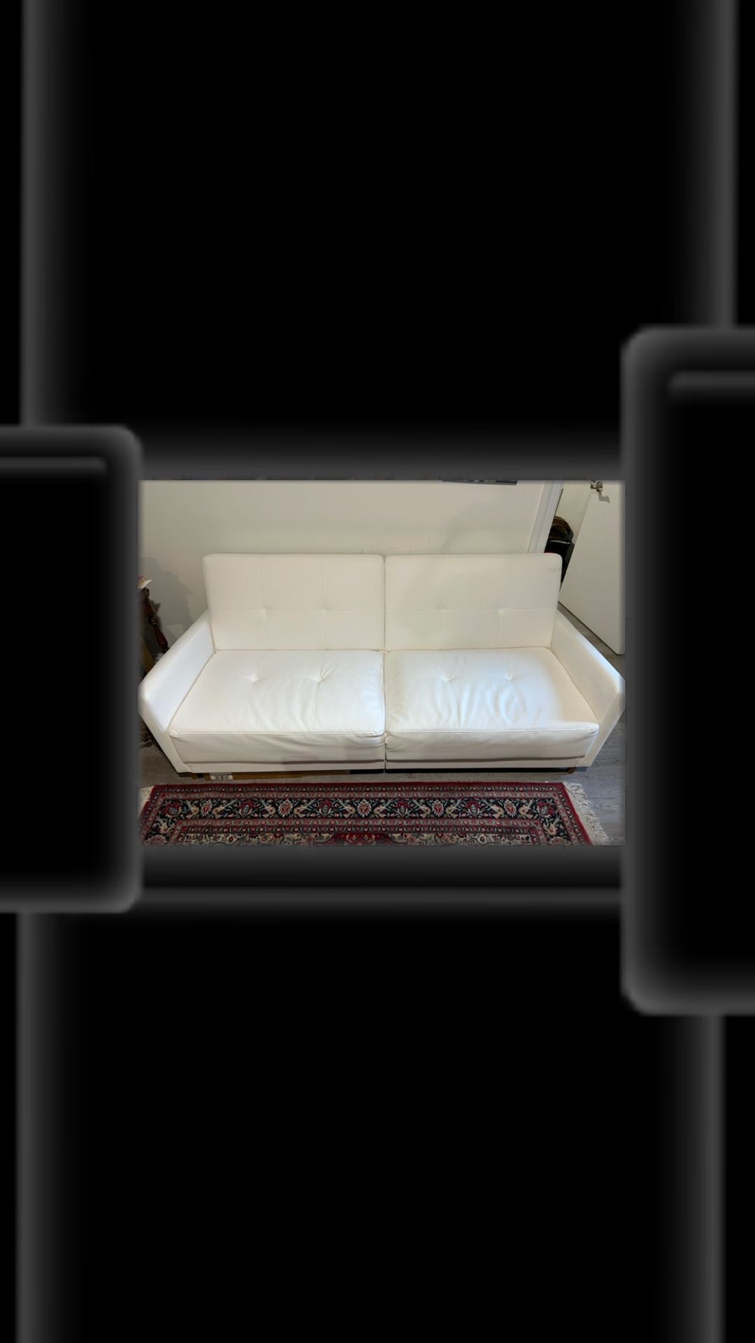 Faux White Leather Sleeper Couch