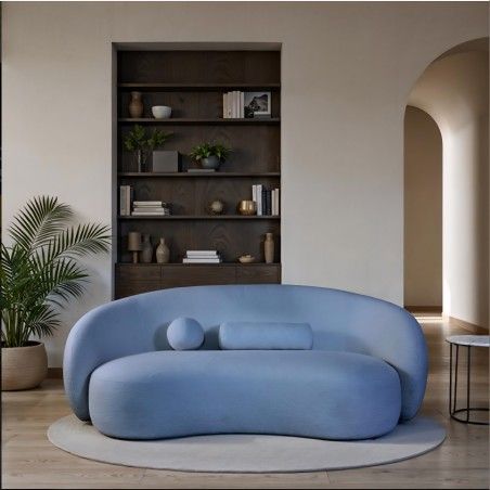 Curved Sofa Denim Blue Chenille Fabric. New Especial Price